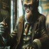 Glastavla Drinking Monkey, 100x100cm - KARE Design