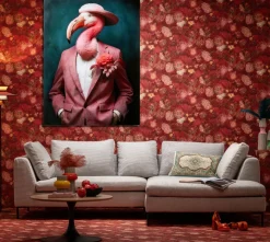 Glastavla Mister Flamingo, 120x160cm - KARE Design