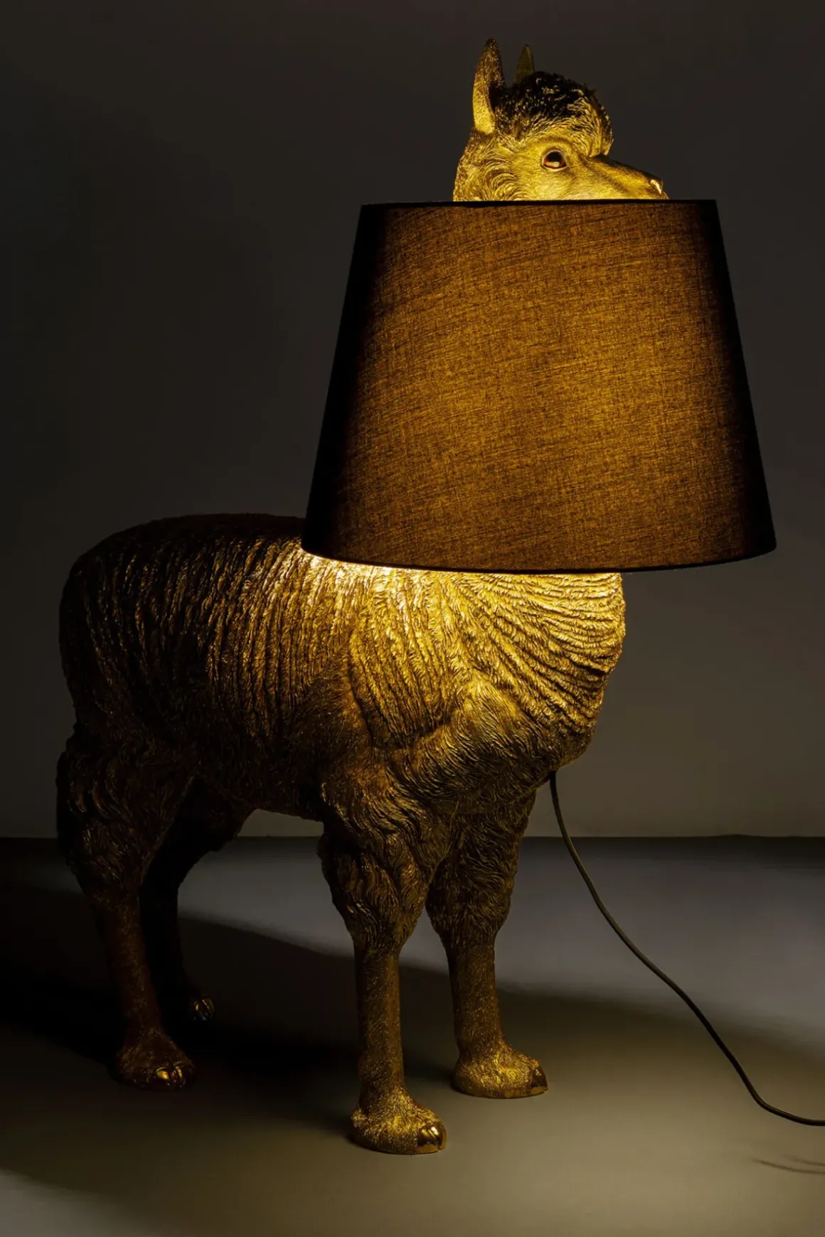 Golvlampa Alpaca - Alpacka, Guld Med Svart Skärm, 108cm - KARE Design