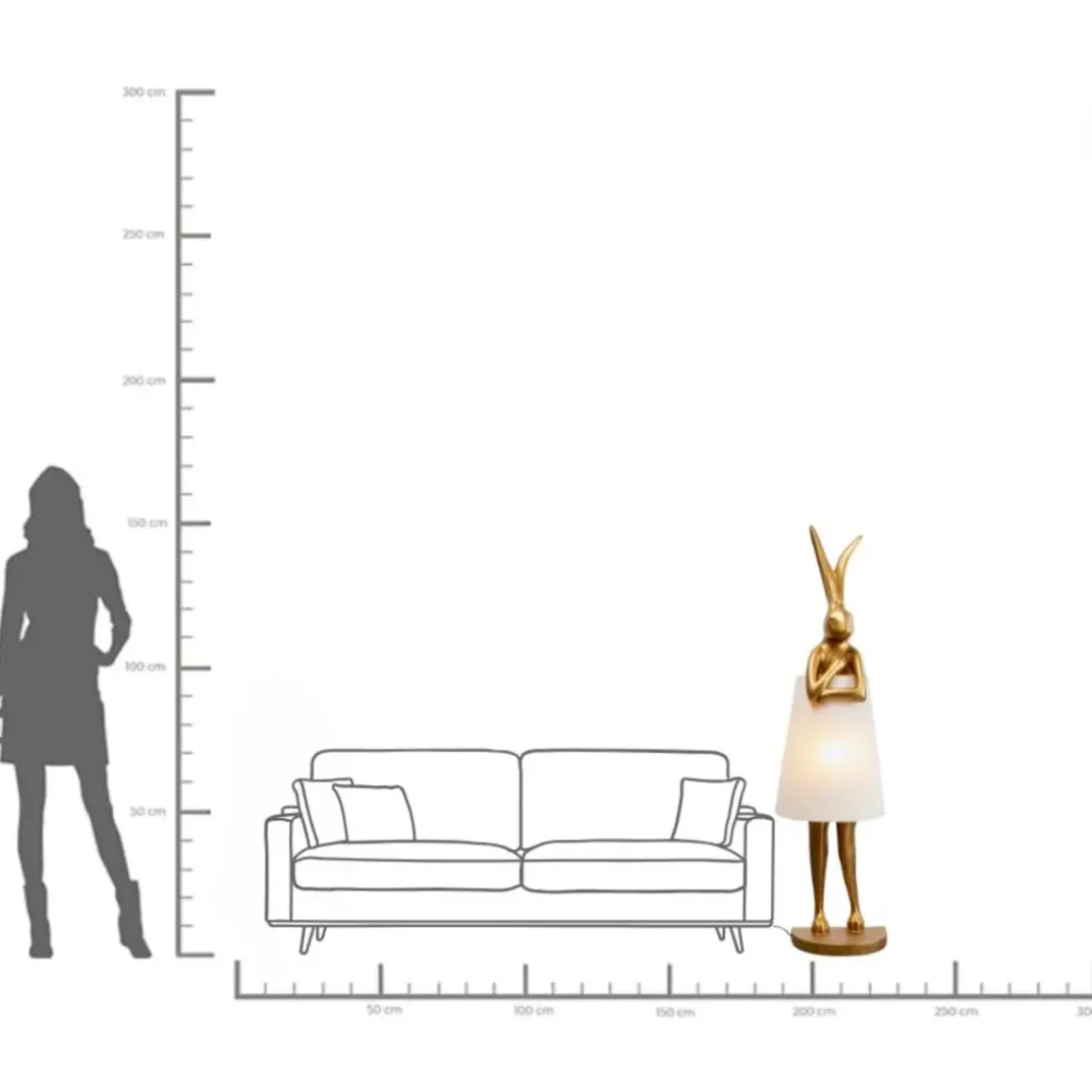 Golvlampa Animal Rabbit - 150cm, Guld/Vit - KARE Design