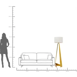Golvlampa Art Swing - Fot på Mässing, vit skärm, 150cm - KARE Design