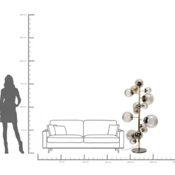 Golvlampa Balloon -Mässing/Rökigt Glas, 160cm - KARE Design