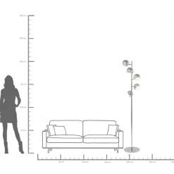Golvlampa Calotta Krom - Riktbara Lampor 5 st, 200cm - KARE Design