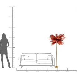 Golvlampa Feather Palm - Roströd, 165cm - KARE Design