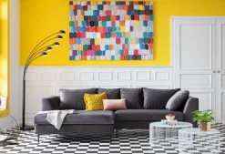 Hörnsoffa Gianni - Grå Sammet/Svart Vänster, 290x167cm - KARE Design