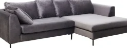 Hörnsoffa Gianni - Grå Sammet/Svart Höger, 290x167cm - KARE Design
