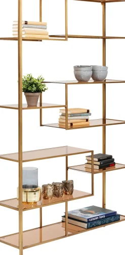 Hylla Loft - Öppen Bokhylla i Guld/Glas, 195x115cm - KARE Design