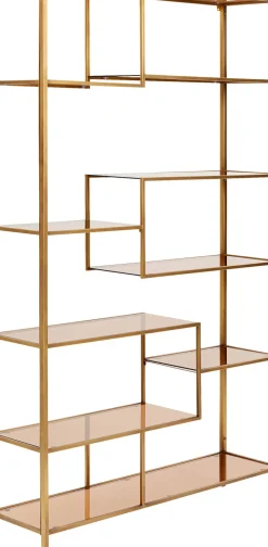Hylla Loft - Öppen Bokhylla i Guld/Glas, 195x115cm - KARE Design