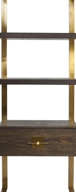 Hylla Osaka - Öppen Bokhylla, Mörkt Trä/Borstad Mässing - KARE Design