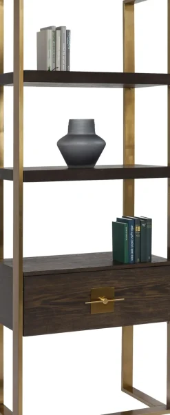 Hylla Osaka - Öppen Bokhylla, Mörkt Trä/Borstad Mässing - KARE Design