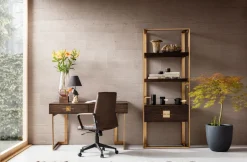 Hylla Osaka - Öppen Bokhylla, Mörkt Trä/Borstad Mässing - KARE Design