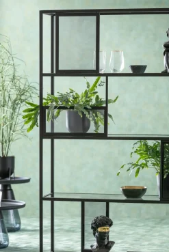 Hylla Skyler - Bokhylla i Svart/Tonat Glas, 195x115cm - KARE Design