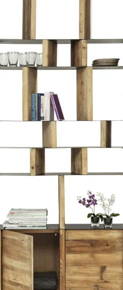 Hylla Storm - Öppen Bokhylla med Skåp Trä/ Svart Stål, 234x100cm - KARE Design