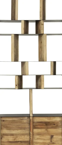 Hylla Storm - Öppen Bokhylla med Skåp Trä/ Svart Stål, 234x100cm - KARE Design