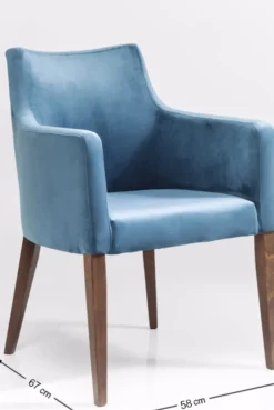 Karmstol Mode - Stol med Armstöd - Blå Sammet - KARE Design