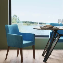 Karmstol Mode - Stol med Armstöd - Blå Sammet - KARE Design