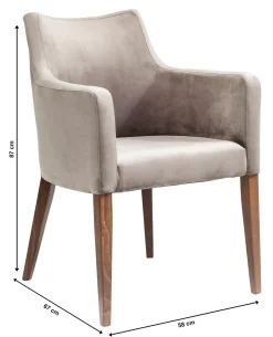 Karmstol Mode - Stol med Armstöd - Grå Sammet - KARE Design