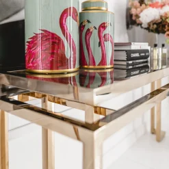 Konsolbord Gold Rush - Guld/Glas, 76x160cm - KARE Design
