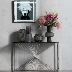 Konsolbord Laser Silver - Silver/Glas , 78x120cm - KARE Design