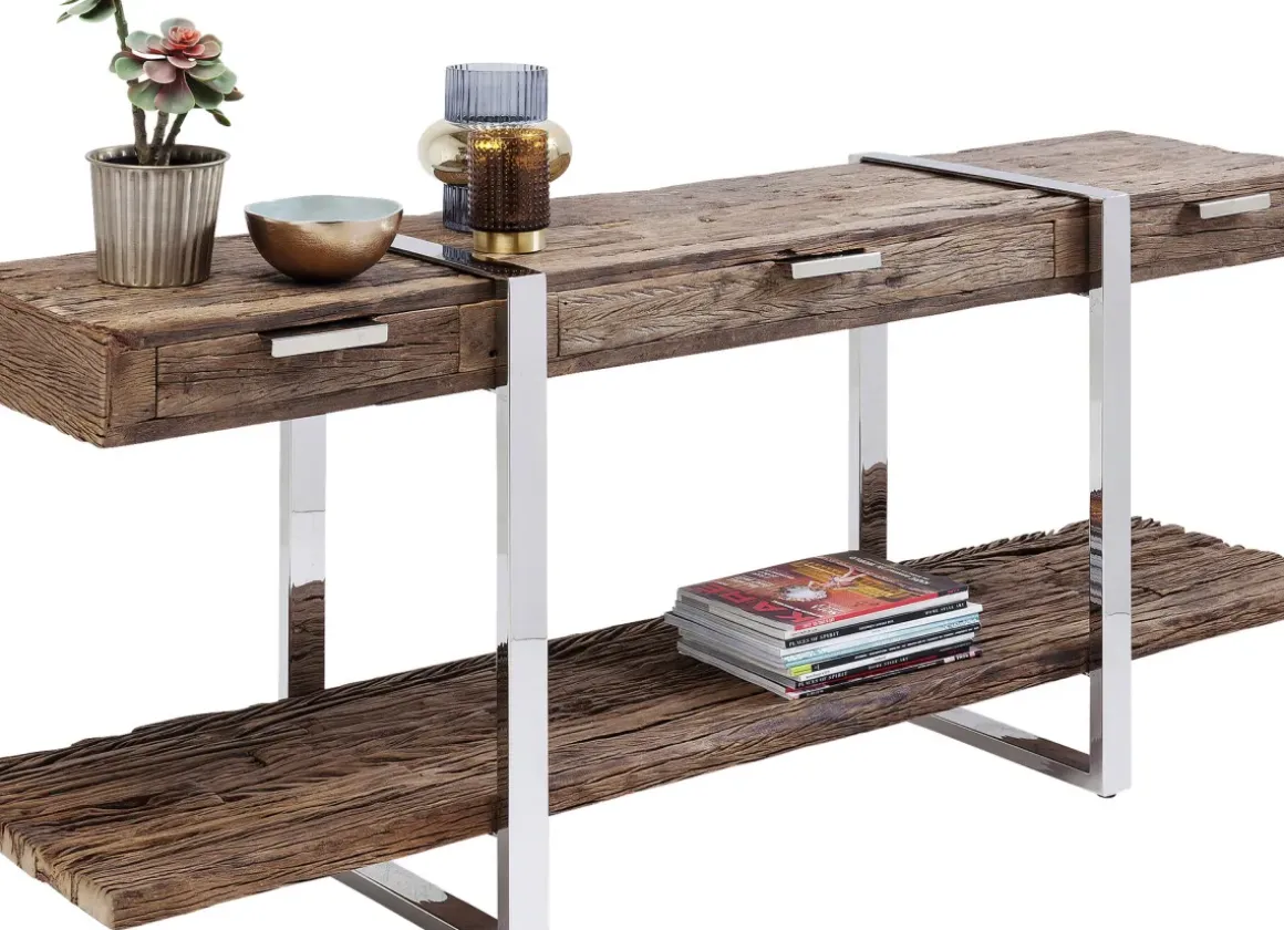 Konsolbord Rustico - Grovt Trä/Krom, 80x180cm - KARE Design