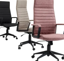 Kontorsstol Labora Hög - Snurrstol på Hjul, Svart Konstläder - KARE Design
