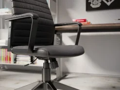 Kontorsstol Labora Hög - Snurrstol på Hjul, Svart Konstläder - KARE Design