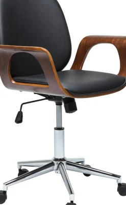 Kontorsstol Patron Walnut - Snurrstol på Hjul, Svart/Valnöt - KARE Design