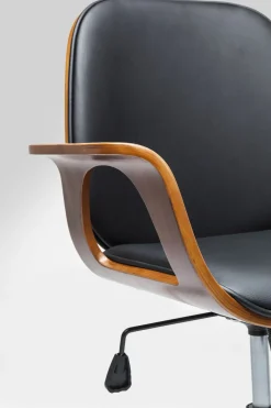 Kontorsstol Patron Walnut - Snurrstol på Hjul, Svart/Valnöt - KARE Design