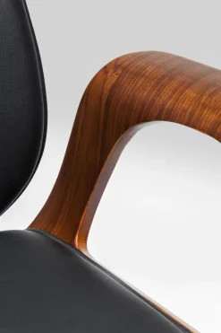 Kontorsstol Patron Walnut - Snurrstol på Hjul, Svart/Valnöt - KARE Design