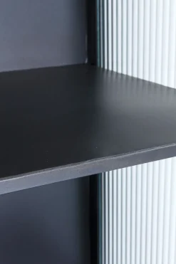 La Gomera - Högt Vitrinskåp Grafitgrå/Räfflat Glas, 180x72cm - KARE Design