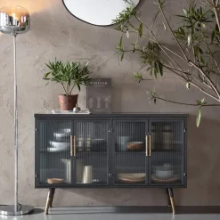 La Gomera - Sideboard Grafitgrå/Räfflat Glas, 75x120cm - KARE Design