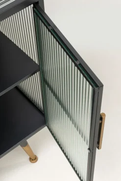 La Gomera - Sideboard Grafitgrå/Räfflat Glas, 75x120cm - KARE Design