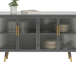 La Gomera - Sideboard Grafitgrå/Räfflat Glas, 75x120cm - KARE Design