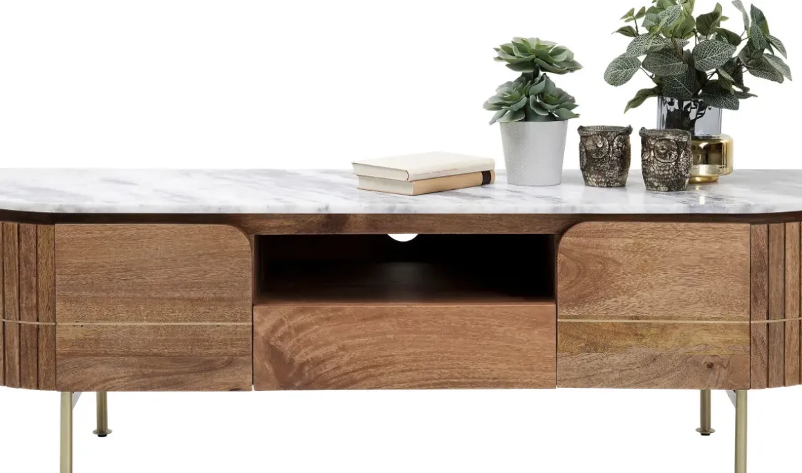 Lågskåp - Tv-bänk Grace - Trä/Marmor/Guld - KARE Design