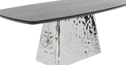 Matbord Caldera - Svart askfanér/Rostfritt Stål, 220x110cm - KARE Design