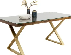 Matbord Conley, 180x90cm - Mörkt Trä/ Kryssben i Mässing - KARE Design