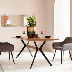 Matbord Downtown - Massiv Ek/Svart, 180x90cm - KARE Design