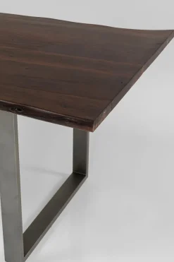 Matbord Harmony - Massivt Mörkt Trä/ Rå Stål, 200x100cm - KARE Design
