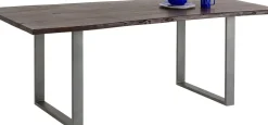 Matbord Harmony - Massivt Mörkt Trä/ Rå Stål, 180x90cm - KARE Design