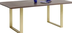 Matbord Symphony - Massivt Mörkt Trä/Mässing, 200x100cm - KARE Design