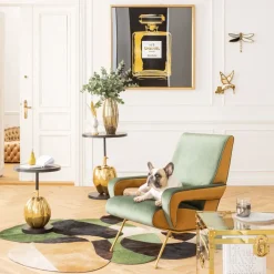 Matta Ovado Colore - Grön/Beige/Svart Läder, 240x170cm - KARE Design