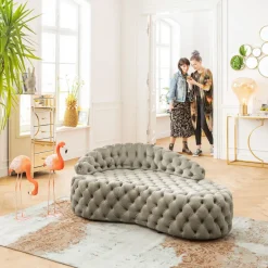 Schäslong Santa Barbara, Beige Sammet, 162cm - KARE Design