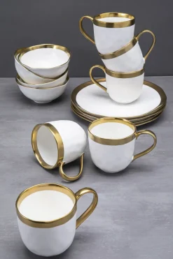 Servis Bell - Vitt Porslin med guldkant, 12 delar - KARE Design