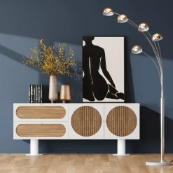 Sideboard Atomic - Natur/Vit, 183x76cm - KARE Design