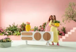 Sideboard Atomic - Natur/Vit, 183x76cm - KARE Design