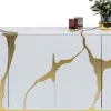 Sideboard Cracked - Vit/Guld, 4 Dörrar, 80x165cm - KARE Design