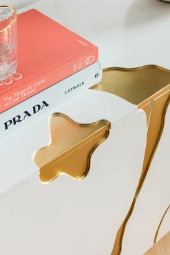 Sideboard Cracked - Vit/Guld, 4 Dörrar, 80x165cm - KARE Design