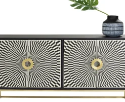 Sideboard Electro - Svart/Mässing 4 Dörrar, 80x160cm - KARE Design