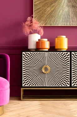 Sideboard Electro - Svart/Mässing 4 Dörrar, 80x160cm - KARE Design