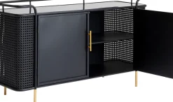 Sideboard Fence - Svart, Glas, Guld, 120x70cm - KARE Design